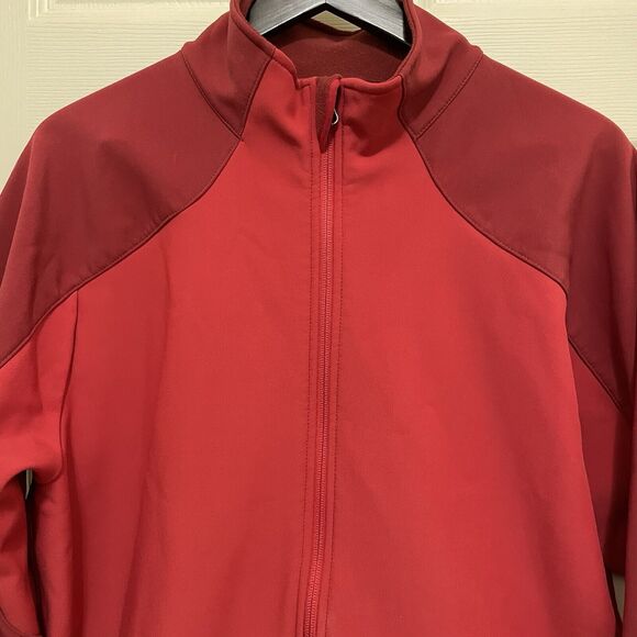 LL Bean Nylon Soft Shell Jacket Fleece Lined Red Full Zip Men's Large Tall - Picture 3 of 7